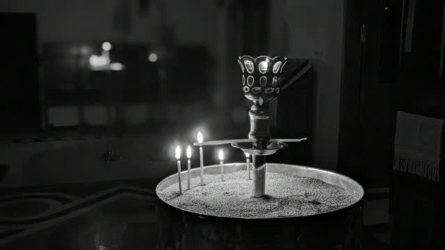 Подсвечник с горящими свечами
